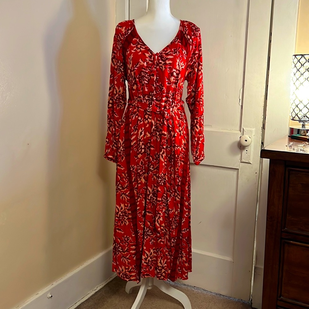 Red Print Boho Dress